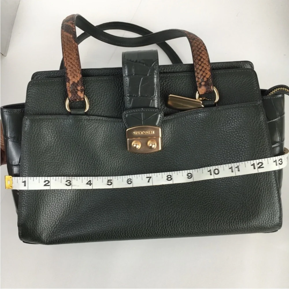 Coach Avary Carryall Embossed Leather Satchel Bag Purse Ivy Green - Picture 6 of 16